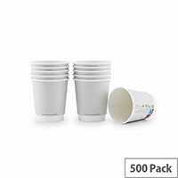 Compostable Double Wall Coffee Cups 8oz/250ml Pack of 500 Oyster White - Eco-Friendly Cups for Hot Drinks