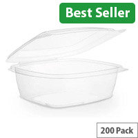 Compostable PLA 24oz Disposable Hinged Lid Deli Container Clear Pack of 200