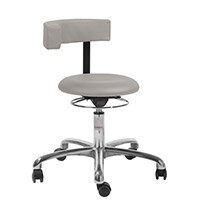 Saturn Ergonomic Stool With 360° Swivel Back-Arm Rest PUre Imitation Leather Grey H540 - 730mm Aluminum Frame