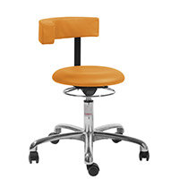Saturn Ergonomic Stool With 360° Swivel Back-Arm Rest PUre Imitation Leather Orange H540 - 730mm Aluminum Frame