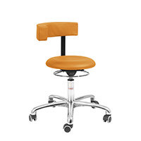 Saturn Ergonomic Stool With 360° Swivel Back-Arm Rest Imitation Leather Orange H450 - 580mm Aluminum Frame