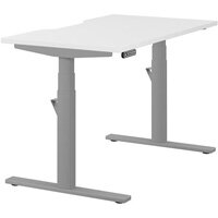 LEAP Electric Dual Motor Height Adjustable Rectangular Dual Motor Sit Stand Desk Dual Purpose Reversible Scallop Top W1200xD700xH620-1270mm White Top Silver Frame 10 Year Warranty