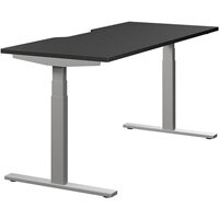 LEAP Electric Dual Motor Height Adjustable Rectangular Dual Motor Sit Stand Desk Dual Purpose Reversible Scallop Top W1600xD700xH620-1270mm Graphite Top Silver Frame 10 Year Warranty
