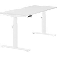 LEAP Electric Dual Motor Height Adjustable Rectangular Sit Stand Desk Dual Purpose Reversible Scallop Top W1600xD700xH620-1270mm White Top White Frame 10 Year Warranty