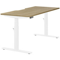 LEAP Electric Dual Motor Height Adjustable Rectangular Sit Stand Desk Dual Purpose Reversible Scallop Top W1600xD700xH620-1270mm Urban Oak Top White Frame 10 Year Warranty