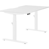LEAP Electric Dual Motor Height Adjustable Rectangular Sit Stand Desk Dual Purpose Reversible Scallop Top W1400xD800xH620-1270mm White Top White Frame 10 Year Warranty