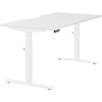 LEAP Electric Dual Motor Height Adjustable Rectangular Sit Stand Desk Dual Purpose Reversible Scallop Top W1600xD800xH620-1270mm White Top White Frame 10 Year Warranty