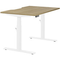 LEAP Electric Dual Motor Height Adjustable Rectangular Sit Stand Desk Dual Purpose Reversible Scallop Top W1200xD800xH620-1270mm Urban Oak Top White Frame 10 Year Warranty