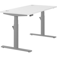 LEAP Electric Dual Motor Height Adjustable Rectangular Sit Stand Desk Portal Top W1400xD700xH620-1270mm White Top Silver Frame 10 Year Warranty