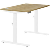 LEAP Electric Dual Motor Height Adjustable Rectangular Sit Stand Desk Portal Top W1200xD700xH620-1270mm Urban Oak Top White Frame 10 Year Warranty