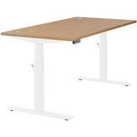 LEAP Electric Dual Motor Height Adjustable Rectangular Sit Stand Desk Portal Top W1600xD800xH620-1270mm Beech Top White Frame 10 Year Warranty