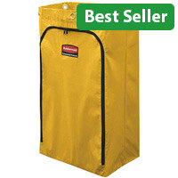 Rubbermaid 92L Vinyl Replacement Bag with Zipper for Janitorial Cart Yellow Single Pack