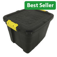 42L Heavy Duty Storage Box - Durable Plastic, Stackable Design, Secure Lid