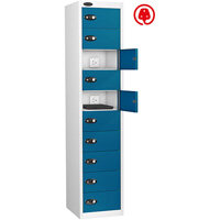 Probe 10 Door Charge & Store Locker Cam Lock ACTIVECOAT W380xD525xH1780mm White Body Blue Door 7 Year Warranty