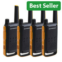 Motorola T82 Extreme Quad Pack - Rugged Walkie Talkie Set (4 Devices) 4 x Headsets Included Black