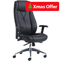 Odessa High Back Executive Office Chair - Chrome 5-Star Base - Height Adjustable Padded Arms - Gas Lift Height Adjustment - Black