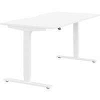 Zoom Electric Dual Motor Height Adjustable Sit Stand Office Desk Dual Purpose Reversible Scallop Top W1600xD800xH685-1185mm White Top White Frame 10 Year Warranty