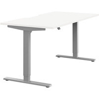 Zoom Electric Dual Motor Height Adjustable Sit Stand Office Desk Dual Purpose Reversible Scallop Top W1600xD800xH685-1185mm White Top Silver Frame 10 Year Warranty