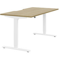 Zoom Electric Dual Motor Height Adjustable Sit Stand Office Desk Dual Purpose Reversible Scallop Top W1600xD800xH685-1185mm Urban oak Top White Frame 10 Year Warranty