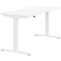 Zoom Electric Dual Motor Height Adjustable Sit Stand Office Desk Dual Purpose Reversible Scallop Top W1600xD700xH685-1185mm White Top White Frame 10 Year Warranty