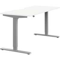 Zoom Electric Dual Motor Height Adjustable Sit Stand Office Desk Dual Purpose Reversible Scallop Top W1600xD700xH685-1185mm White Top Silver Frame 10 Year Warranty