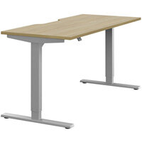 Zoom Electric Dual Motor Height Adjustable Sit Stand Office Desk Dual Purpose Reversible Scallop Top W1600xD700xH685-1185mm Urban Oak Top Silver Frame 10 Year Warranty