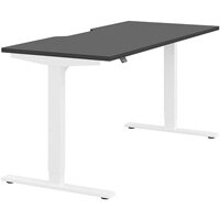 Zoom Electric Dual Motor Height Adjustable Sit Stand Office Desk Dual Purpose Reversible Scallop Top W1600xD700xH685-1185mm Graphite Top White Frame 10 Year Warranty