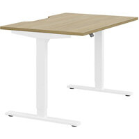 Zoom Electric Dual Motor Height Adjustable Sit Stand Office Desk Dual Purpose Reversible Scallop Top W1200xD800xH685-1185mm Urban oak Top White Frame 10 Year Warranty