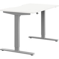 Zoom Electric Dual Motor Height Adjustable Sit Stand Office Desk Dual Purpose Reversible Scallop Top W1200xD700xH685-1185mm White Top Silver Frame 10 Year Warranty