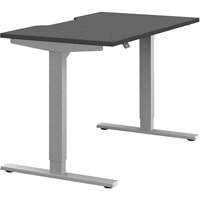 Zoom Electric Dual Motor Height Adjustable Sit Stand Office Desk Dual Purpose Reversible Scallop Top W1200xD700xH685-1185mm Graphite Top Silver Frame 10 Year Warranty