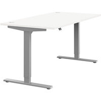 Zoom Electric Dual Motor Height Adjustable Sit Stand Office Desk Portal Top W1600xD800xH685-1185mm White Top Silver Frame 10 Year Warranty