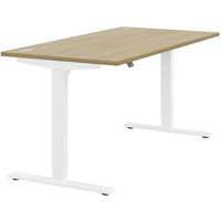 Zoom Electric Dual Motor Height Adjustable Sit Stand Office Desk Portal Top W1600xD800xH685-1185mm Urban oak Top White Frame 10 Year Warranty