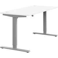 Zoom Electric Dual Motor Height Adjustable Sit Stand Office Desk Portal Top W1600xD700xH685-1185mm White Top Silver Frame 10 Year Warranty