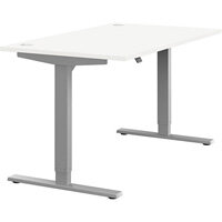 Zoom Electric Dual Motor Height Adjustable Sit Stand Office Desk Portal Top W1400xD800xH685-1185mm White Top Silver Frame 10 Year Warranty