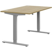 Zoom Electric Dual Motor Height Adjustable Sit Stand Office Desk Portal Top W1400xD800xH685-1185mm Urban Oak Top Silver Frame 10 Year Warranty