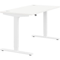 Zoom Electric Dual Motor Height Adjustable Sit Stand Office Desk Portal Top W1400xD700xH685-1185mm White Top White Frame 10 Year Warranty