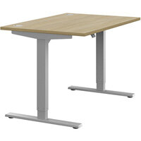 Zoom Electric Dual Motor Height Adjustable Sit Stand Office Desk Portal Top W1200xD800xH685-1185mm Urban Oak Top Silver Frame 10 Year Warranty