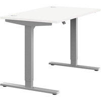 Zoom Electric Dual Motor Height Adjustable Sit Stand Office Desk Portal Top W1200xD700xH685-1185mm White Top Silver Frame 10 Year Warranty