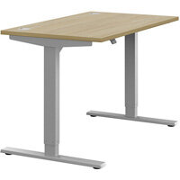 Zoom Electric Dual Motor Height Adjustable Sit Stand Office Desk Portal Top W1200xD700xH685-1185mm Urban Oak Top Silver Frame 10 Year Warranty