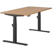 LEAP Electric Dual Motor Height Adjustable Rectangular Sit Stand Desk Portal Top W1600xD800xH620-1270mm Beech Top Black Frame 10 Year Warranty