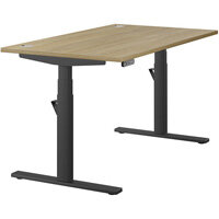 LEAP Electric Dual Motor Height Adjustable Rectangular Sit Stand Desk Portal Top W1400xD800xH620-1270mm Urban Oak Top Black Frame 10 Year Warranty