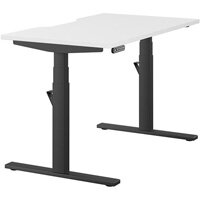 LEAP Electric Dual Motor Height Adjustable Rectangular Sit Stand Desk Dual Purpose Reversible Scallop Top W1200xD700xH620-1270mm White Top Black Frame 10 Year Warranty