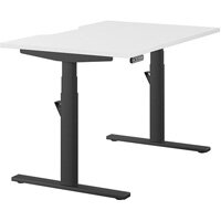 LEAP Electric Dual Motor Height Adjustable Rectangular Sit Stand Desk Dual Purpose Reversible Scallop Top W1200xD800xH620-1270mm White Top Black Frame 10 Year Warranty