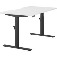 LEAP Electric Dual Motor Height Adjustable Rectangular Sit Stand Desk Dual Purpose Reversible Scallop Top W1400xD800xH620-1270mm White Top Black Frame 10 Year Warranty