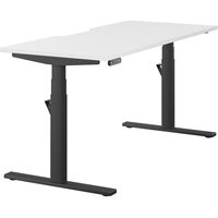 LEAP Electric Dual Motor Height Adjustable Rectangular Sit Stand Desk Dual Purpose Reversible Scallop Top W1600xD700xH620-1270mm White Top Black Frame 10 Year Warranty