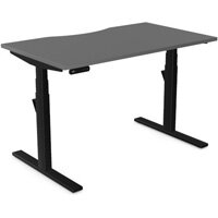 LEAP Electric Dual Motor Height Adjustable Rectangular Sit Stand Desk Dual Purpose Reversible Scallop Top W1200xD700xH620-1270mm Graphite Top Black Frame 10 Year Warranty
