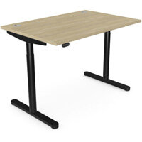 RoundE Electric Dual Motor Height Adjustable Rectangular Home Office Sit Stand Desk Portal Top W1200xD700xH650-1150mm Urban Oak Top Black Frame 10 Year Warranty