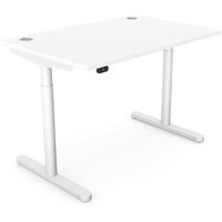 RoundE Electric Dual Motor Height Adjustable Rectangular Home Office Sit Stand Desk Portal Top W1200xD700xH650-1150mm White Top White Frame 10 Year Warranty
