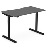 RoundE Electric Dual Motor Height Adjustable Rectangular Home Office Sit Stand Desk Dual Purpose Scallop Top W1200xD700xH650-1150mm Graphite Top Black Frame 10 Year Warranty