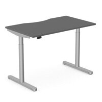 RoundE Electric Dual Motor Height Adjustable Rectangular Home Office Sit Stand Desk Dual Purpose Scallop Top W1200xD700xH650-1150mm Graphite Top Silver Frame 10 Year Warranty